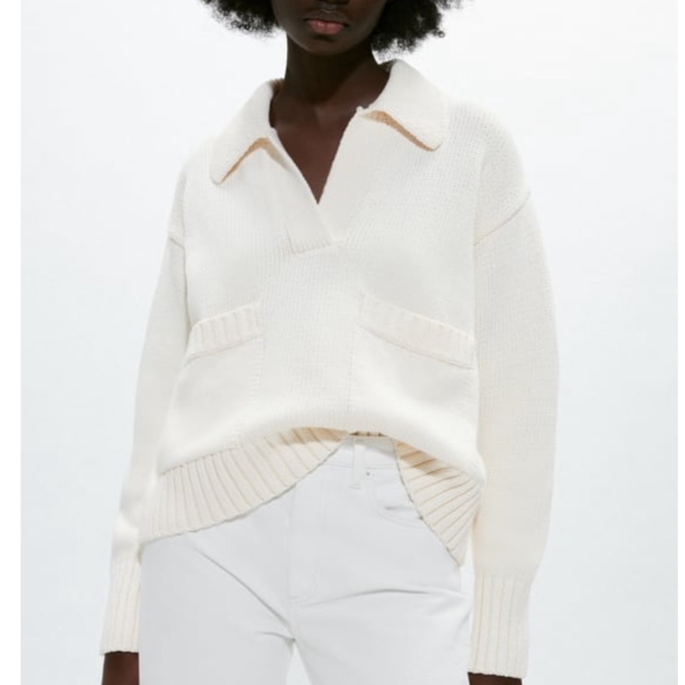 Zara Double Pocket Collared Sweater